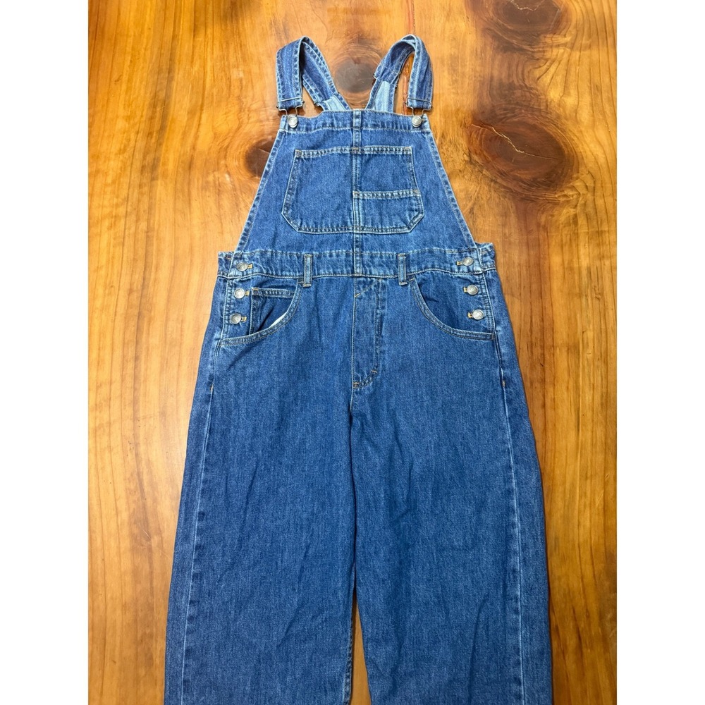 Free People Denim Overalls Small Jean Cotton Straight leg Medium Wash I4-8 - Picture 2 of 7